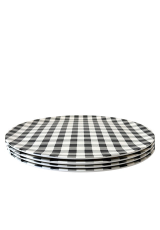 Gingham in Black Dinner Plate