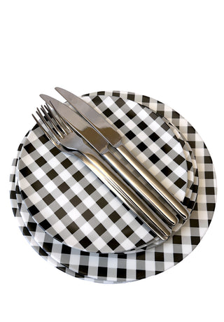 Gingham in Black Dinner Plate