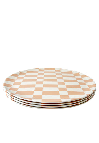 Long Check Dinner Plate in Pink