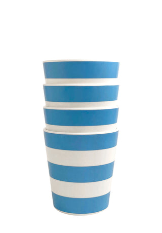 Stripe Cup Blue - Set of 4