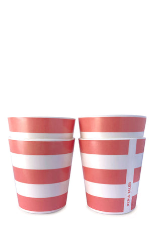 Stripe Cup Red  - Set of 4
